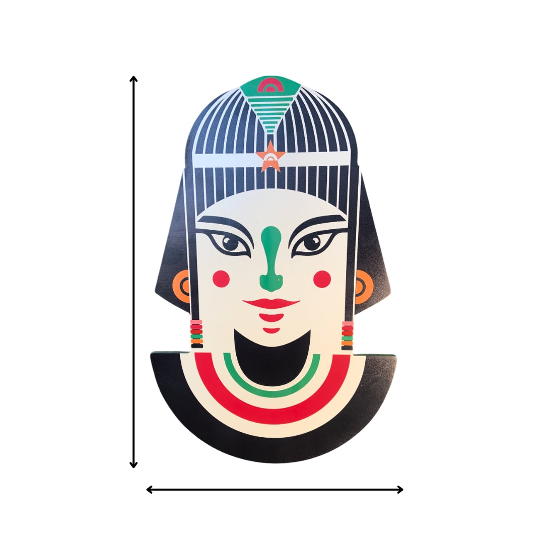 Chalk my Theme 3D Colorful Tribal Queen Abstract Face Wooden Wall Art