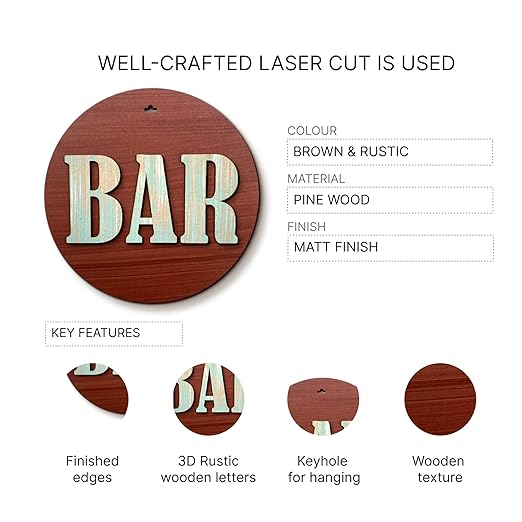 BAR Sign Board 3D Wall Art