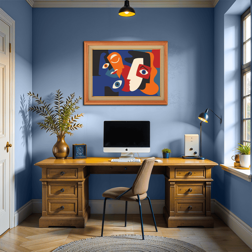 Picasso Style Face Expressions Wood Print Wall Art 23x17.5 Inches