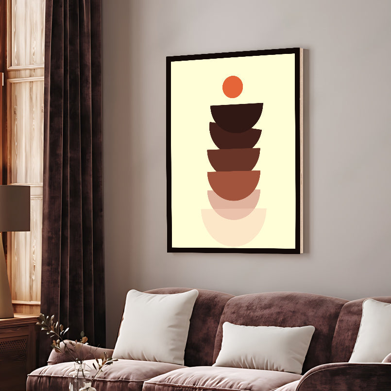 Stones Boho Beige Wood Print Wall Art
