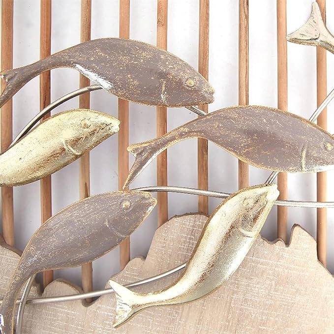 Waving Fish 3D Round Metal Wall Art