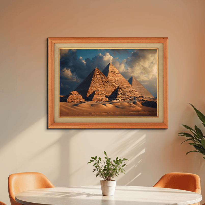 Egyptian Pyramid World Heritage Wood Print Wall Art 23x17.5 Inches