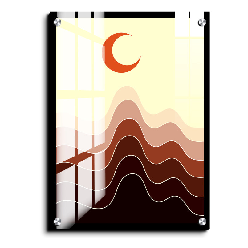 Crescent Moon Ombre Wood Print Wall Art