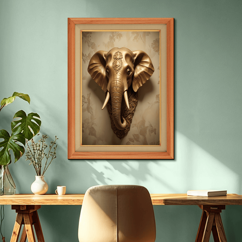 Metallic Elephant Wood Print Wall Art 18x23 Inches