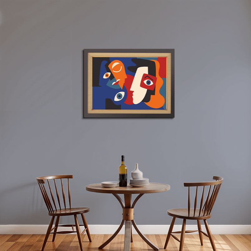 Picasso Style Face Expressions Wood Print Wall Art 23x17.5 Inches