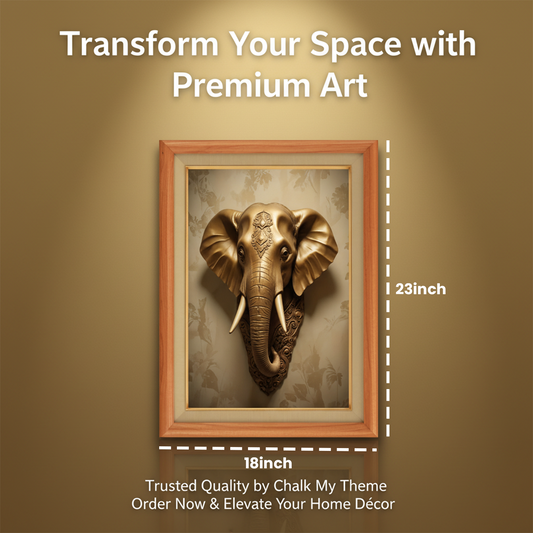 Metallic Elephant Wood Print Wall Art 18x23 Inches