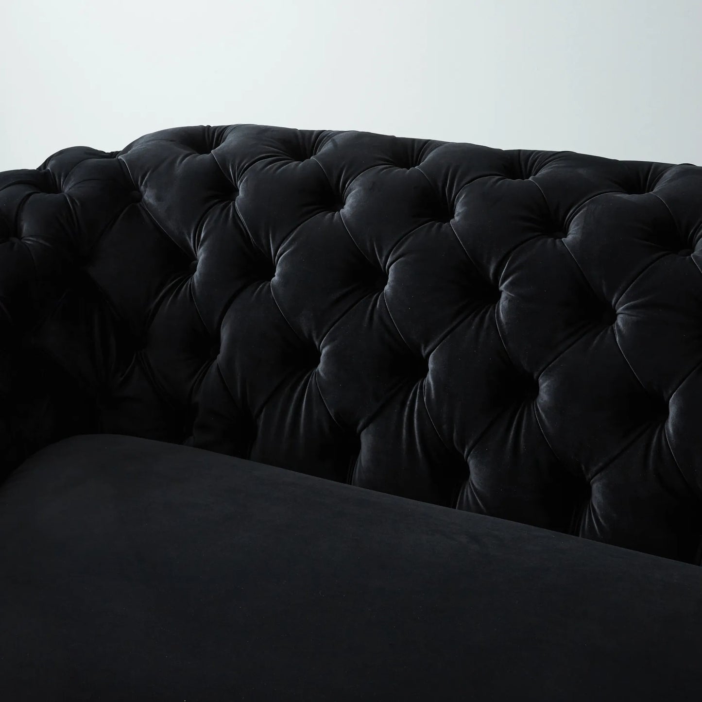 Luxurious Black Velvet 2-Seater Sofa - Black Nickel Legs
