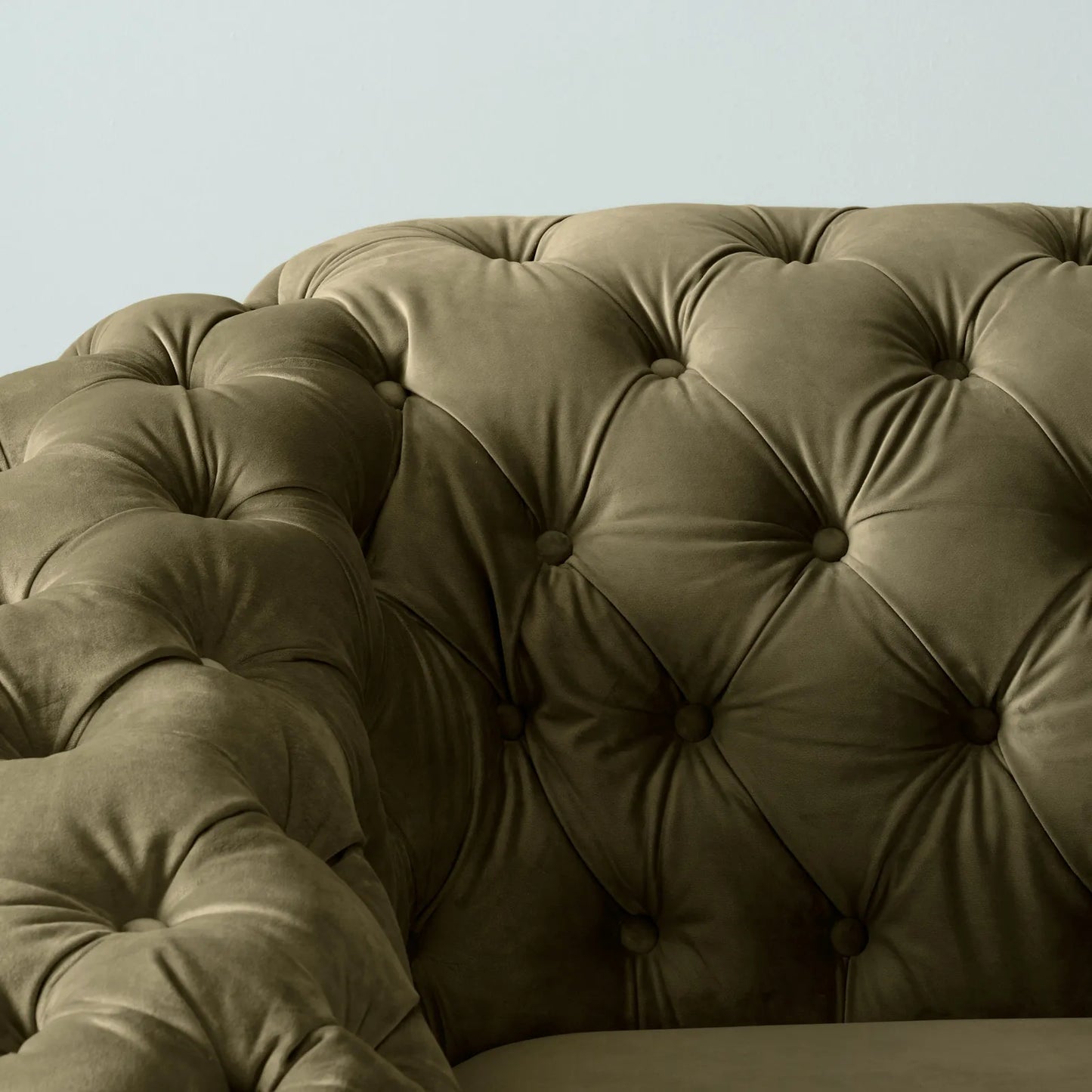 Luxurious Olive Green Velvet 2-Seater Sofa Gold Legs