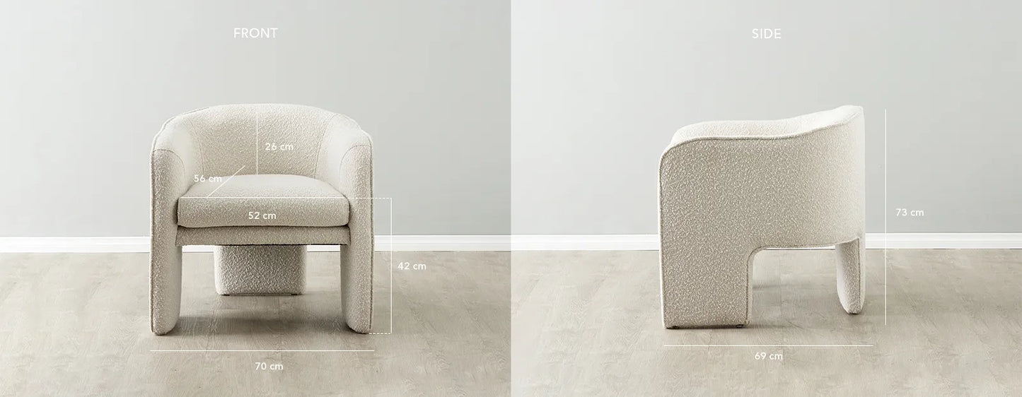 Mid-Century Modern Premium Velvet Armchair Cream