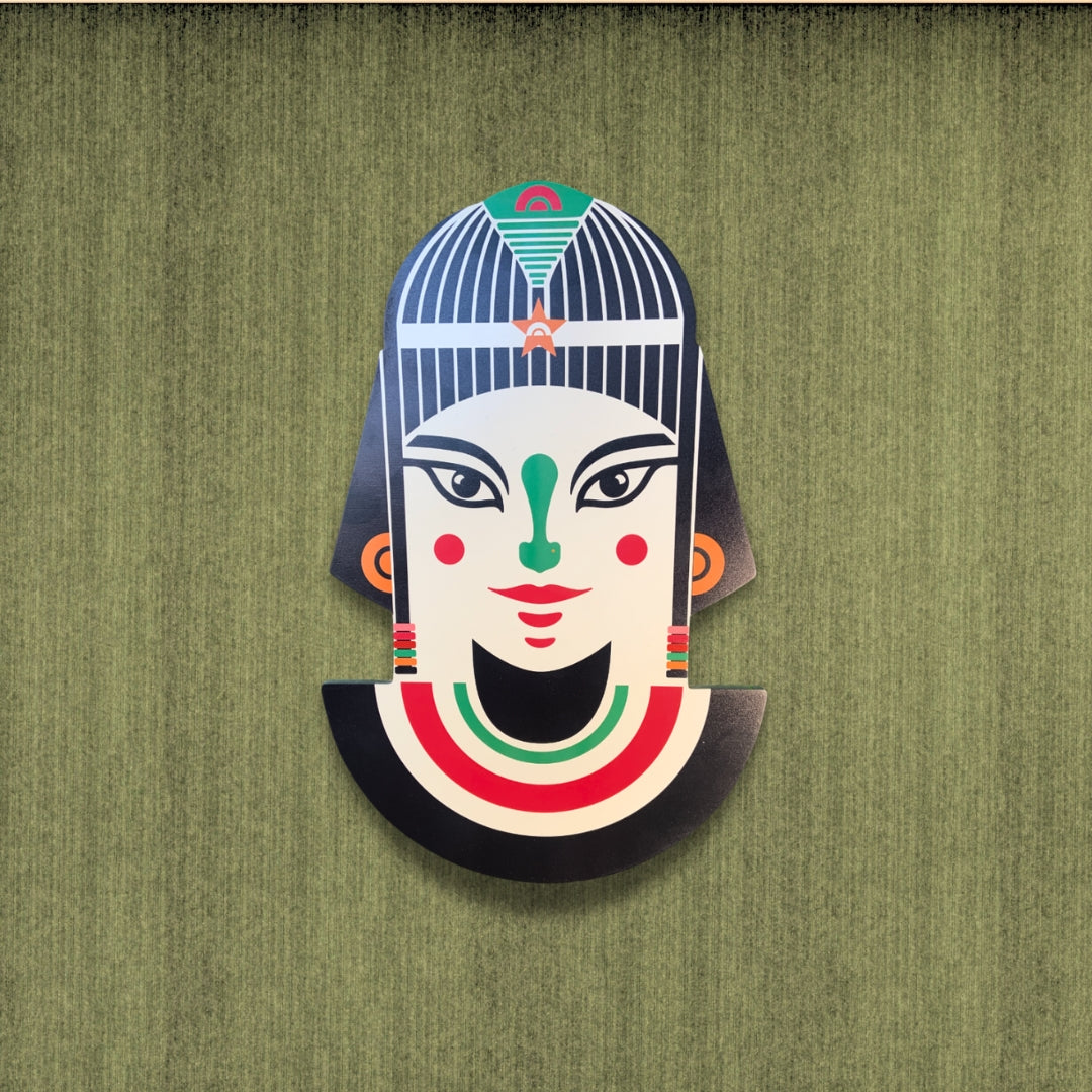 Chalk my Theme 3D Colorful Tribal Queen Abstract Face Wooden Wall Art