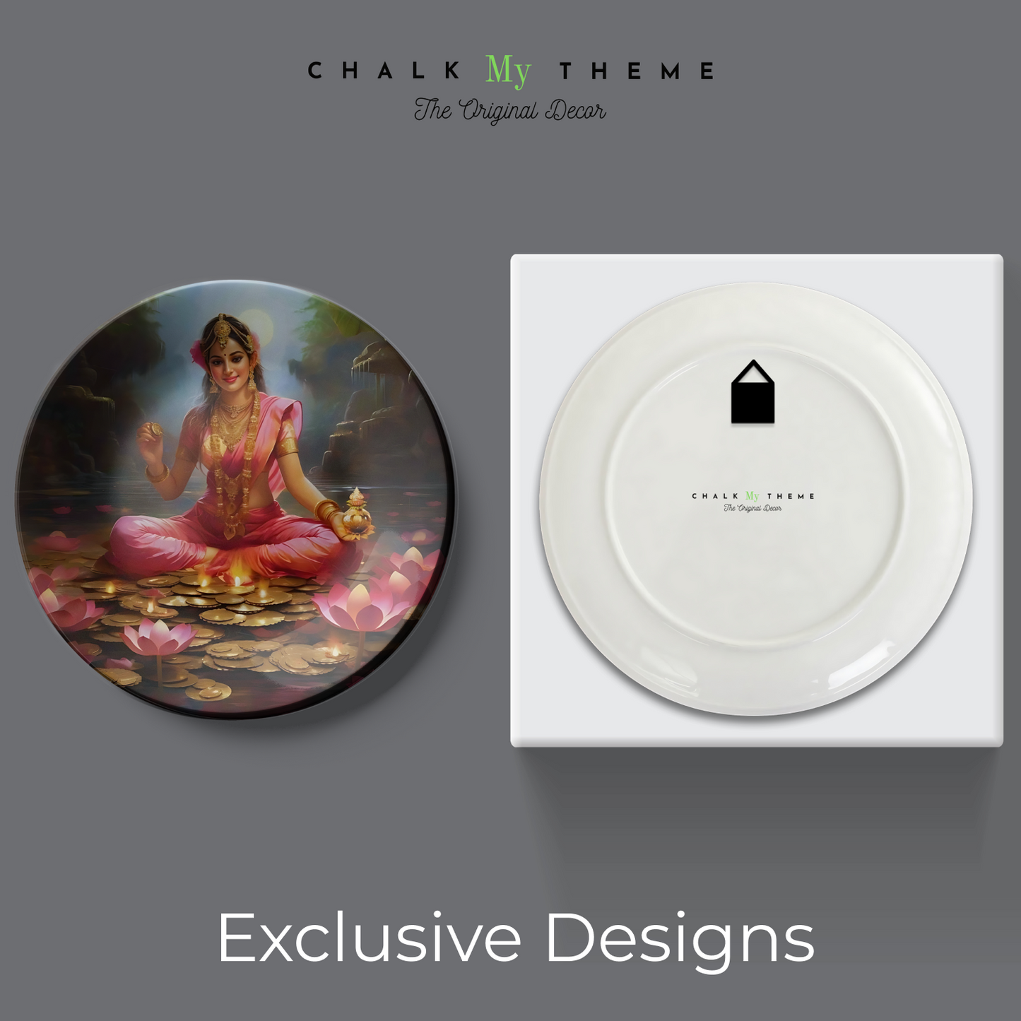 maa laxmi ji ceramic plates wall decor