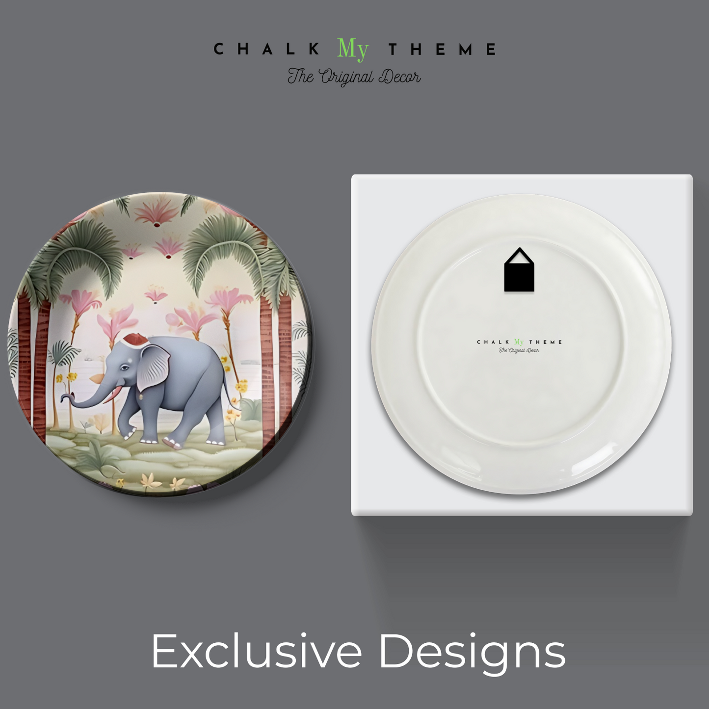 elephant in garden wall plates decor ideas