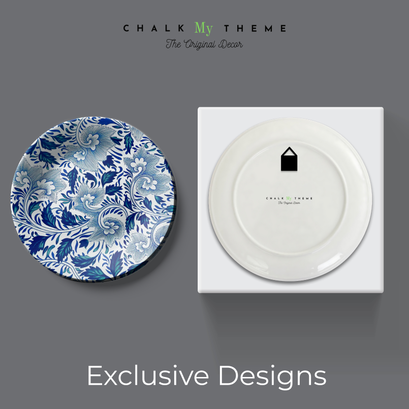 Blue and White Vintage Floral Art Luxury Wall Plate