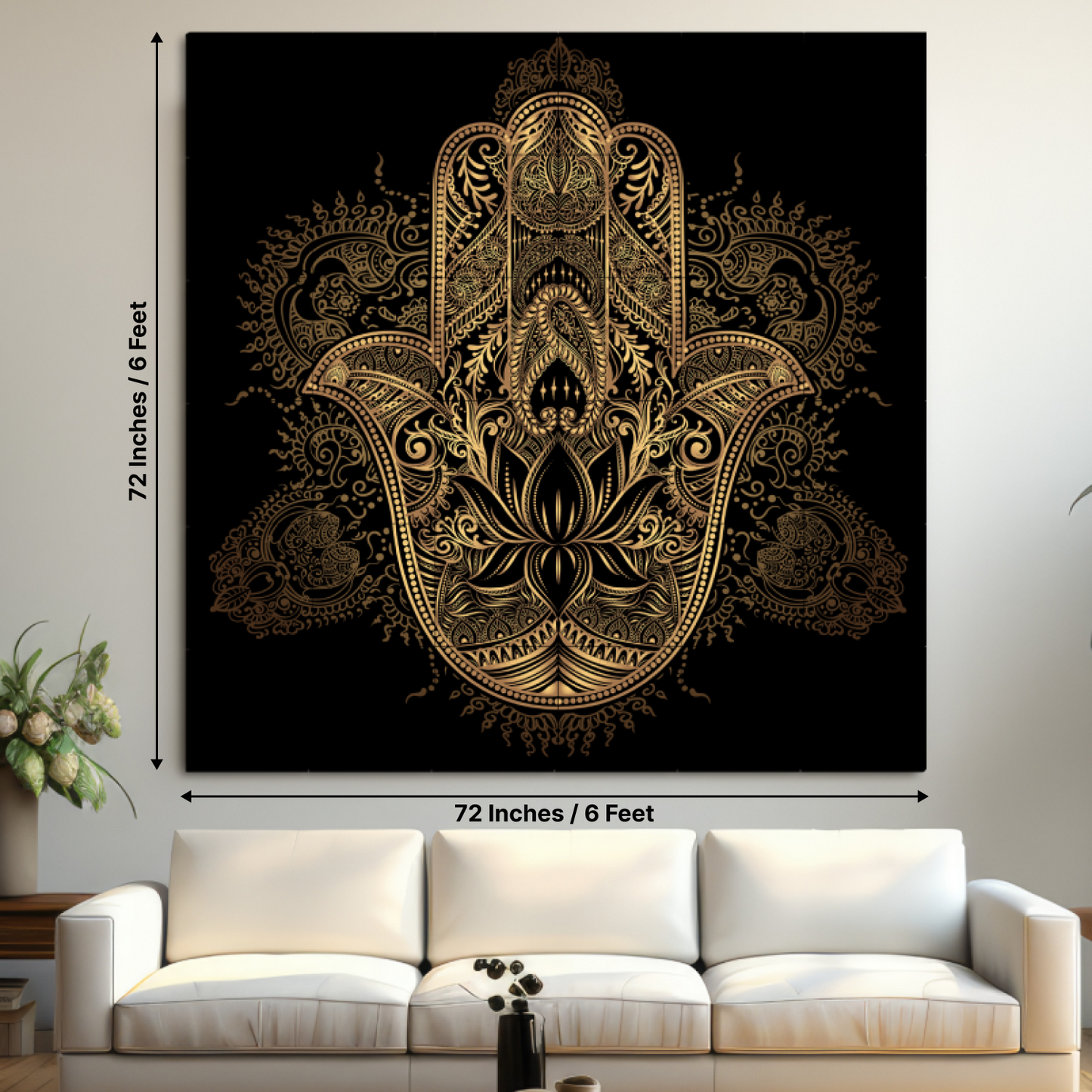 Hamsa Evil Eye Protector Wood Print Wooden Wall Tiles Set