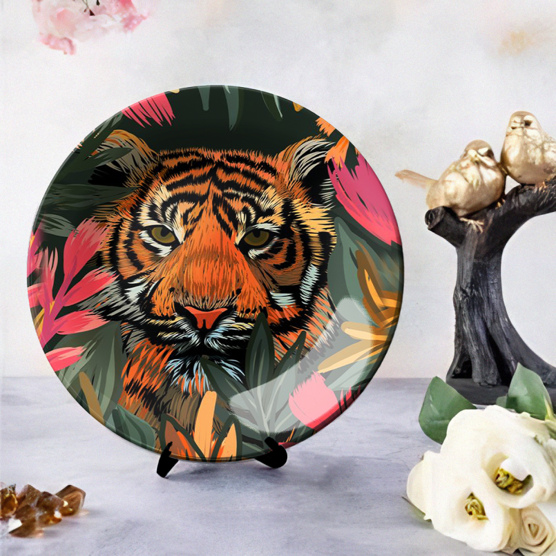 Symbolic representation of strength and courage on a ceramic wall plate