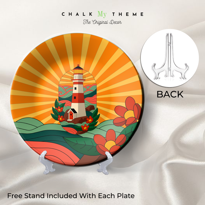 Retro Lighthouse Ceramic Wall Plate Unique ceramic décor for coastal homes