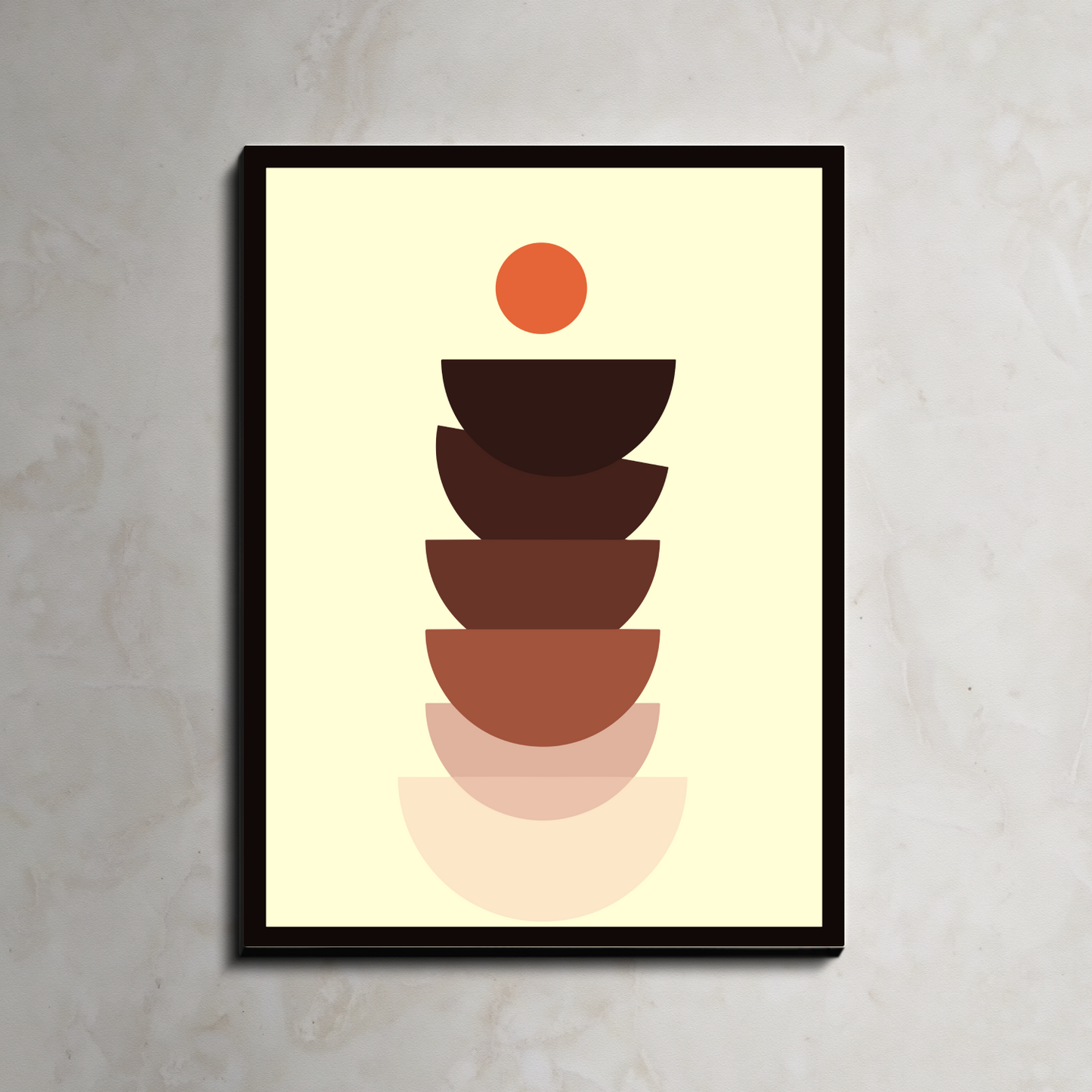 Stones Boho Beige Wood Print Wall Art