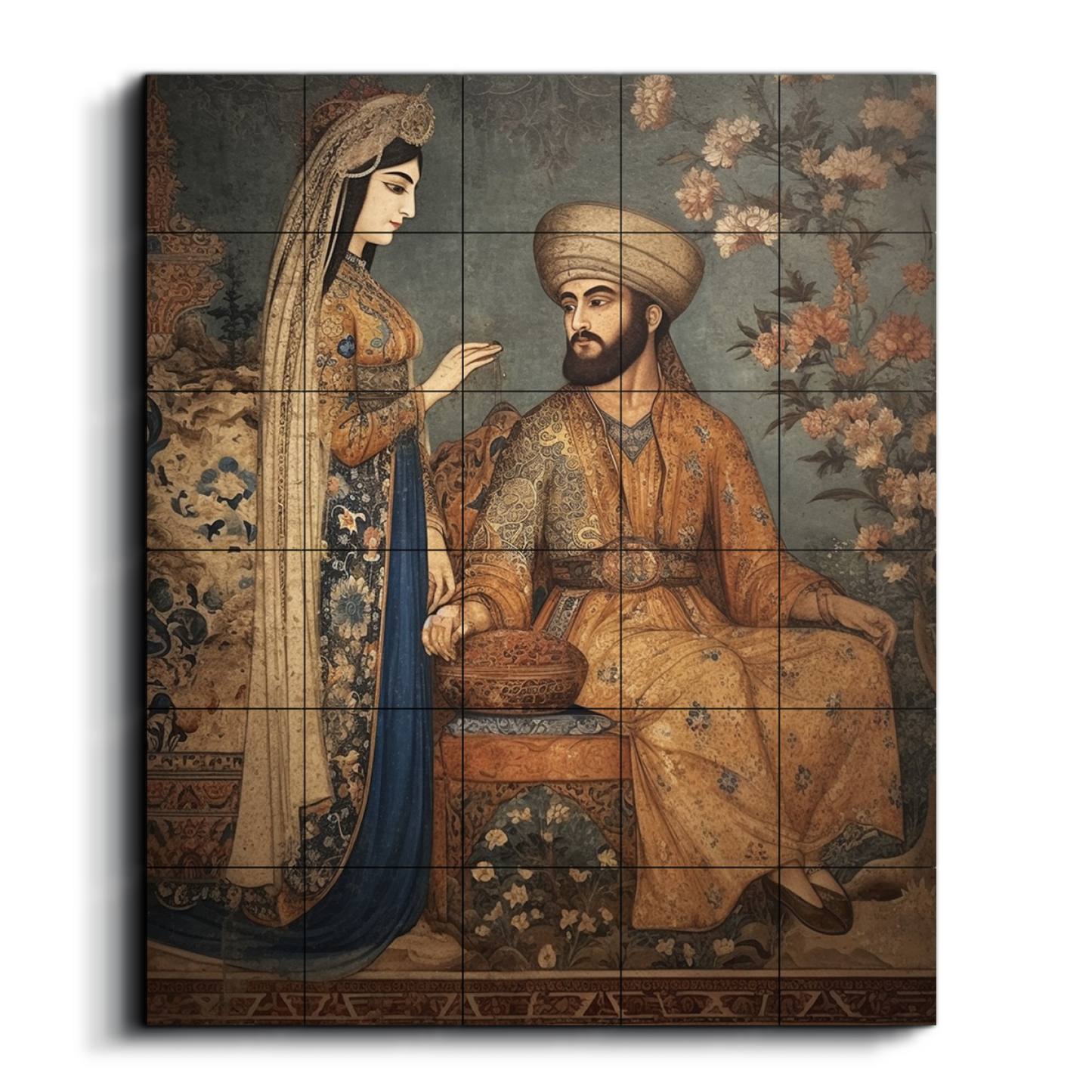 King & Queen Vintage Wood Print Wooden Wall Tiles Set