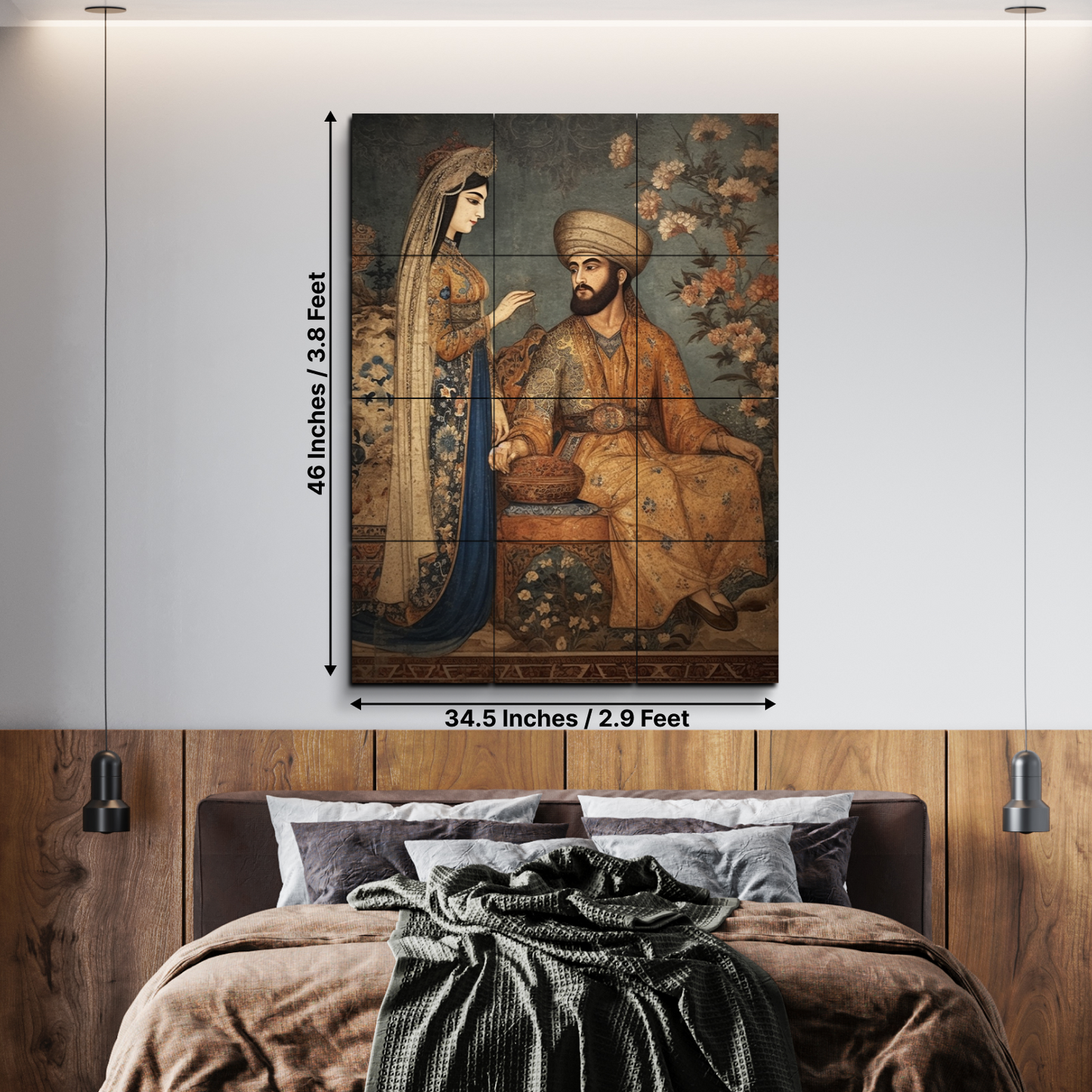 King & Queen Vintage Wood Print Wooden Wall Tiles Set