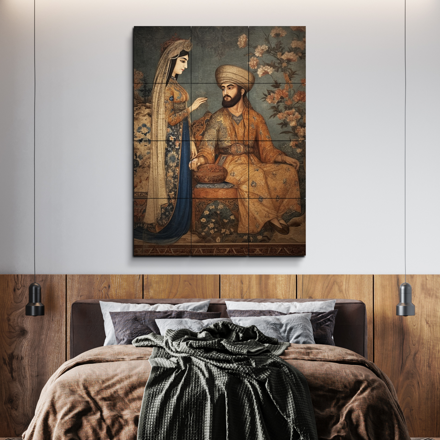King & Queen Vintage Wood Print Wooden Wall Tiles Set