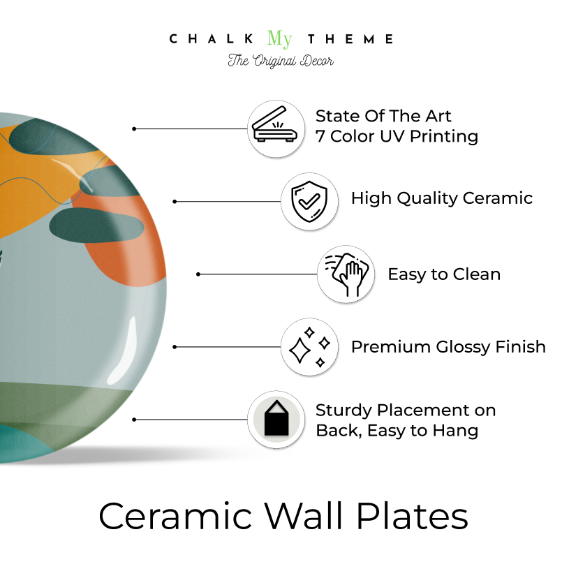 Stylish Set of 9 Colorful Boho Arts Wall Plates
