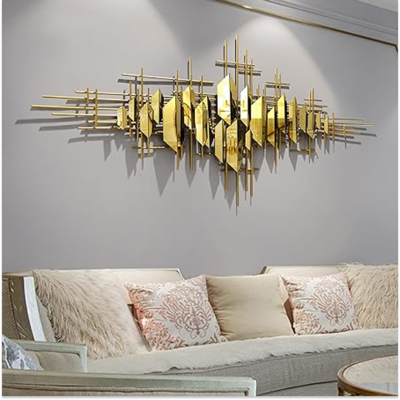 Golden Minimalist Luxury Metal Wall Art