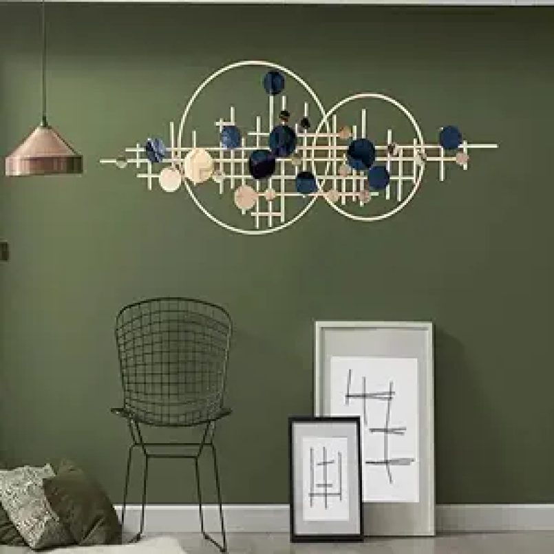 Iron Net Dual Rings Abstract Metal Wall Art