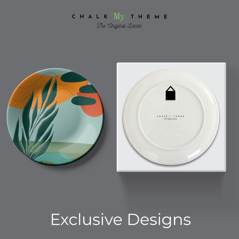 set of Nine Colorful Boho Arts Wall Plates for Whimsical and Playful Home Décor