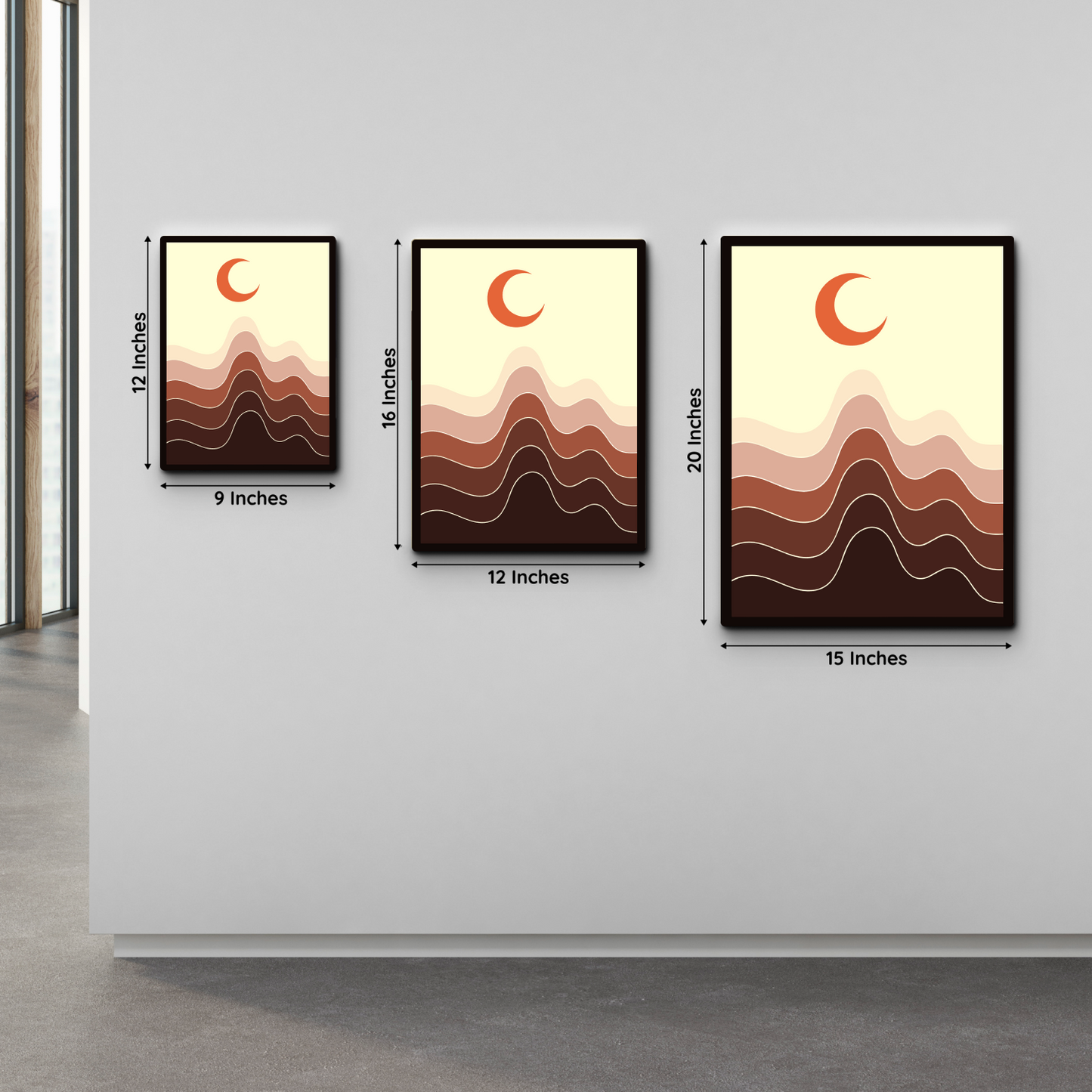 Crescent Moon Ombre Wood Print Wall Art