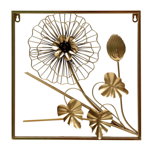 Gold Sunflower Square Metal Wall Art