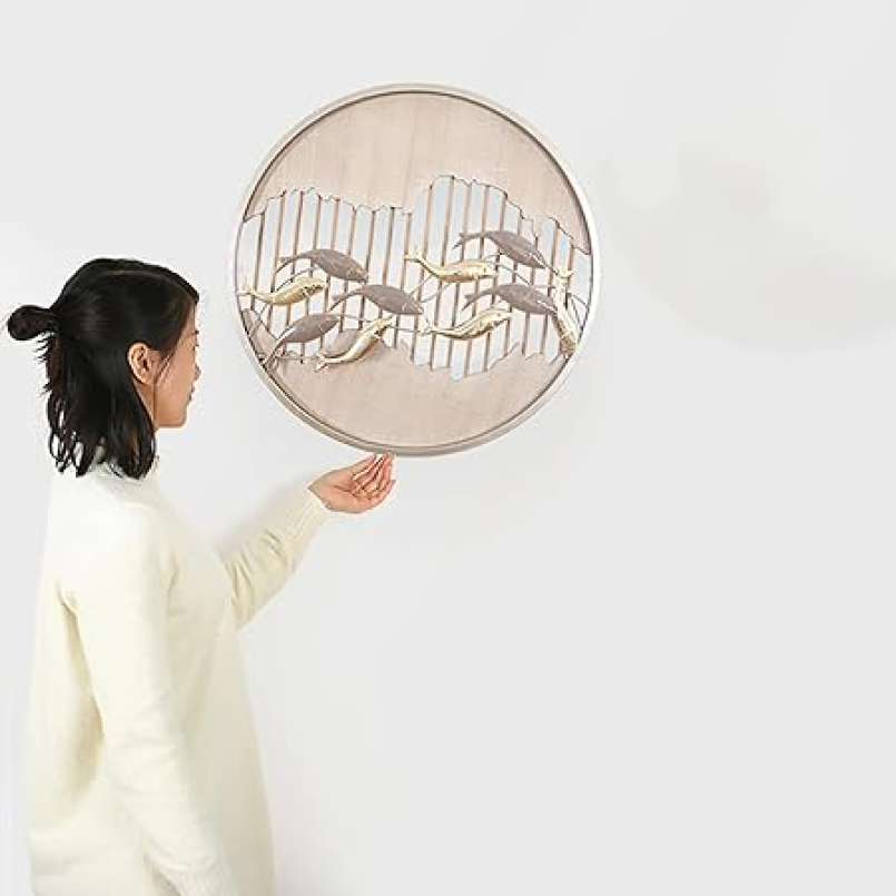 Waving Fish 3D Round Metal Wall Art