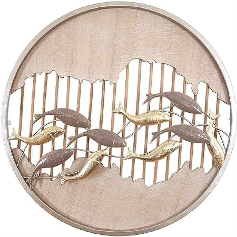 Waving Fish 3D Round Metal Wall Art