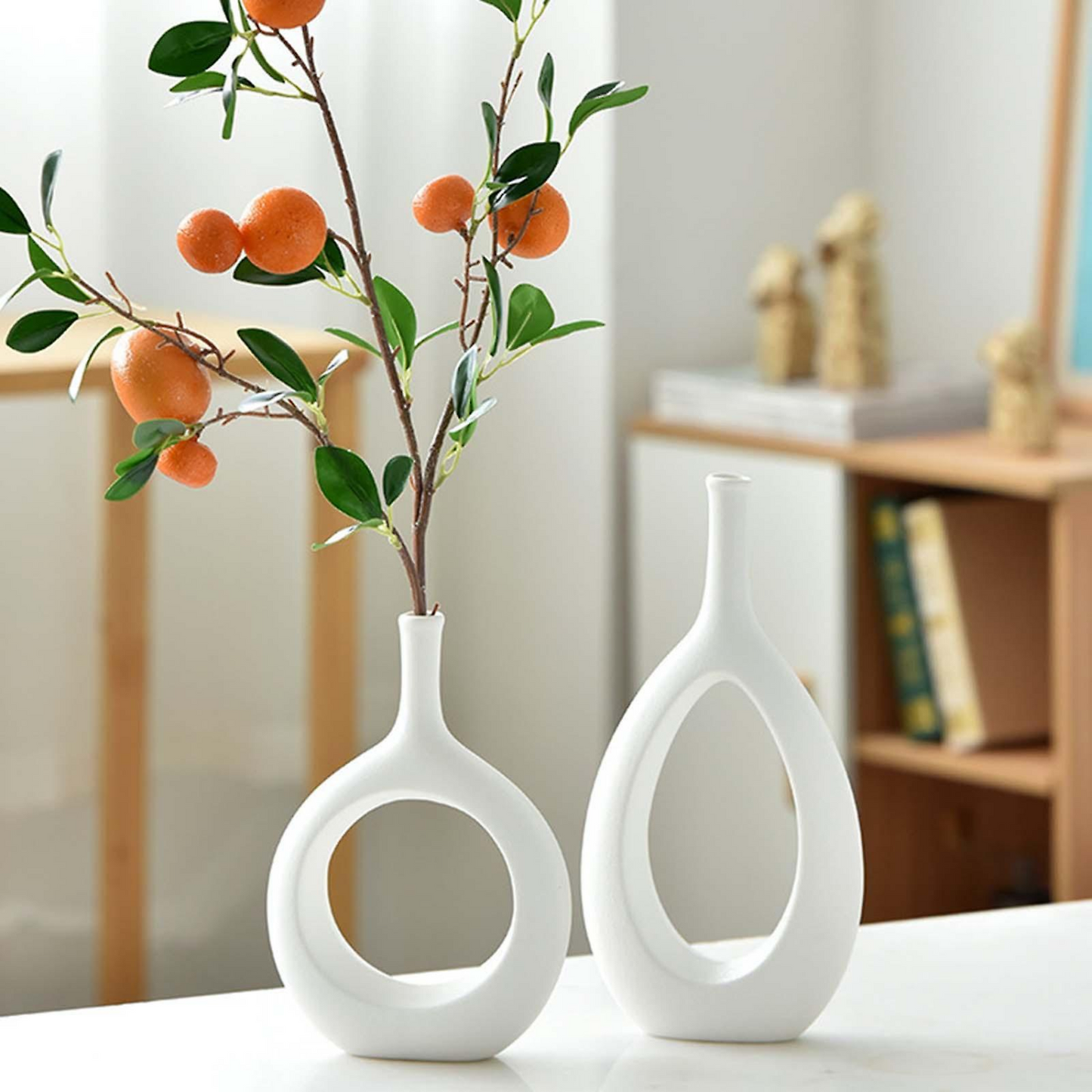 Hollow Ceramic Decorative Vase Set of 2