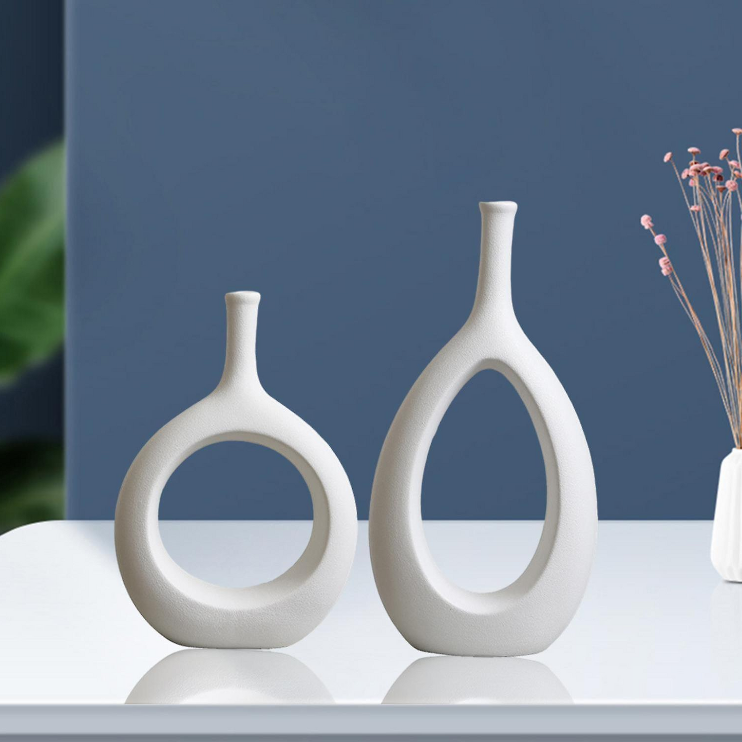 Hollow Ceramic Decorative Vase Set of 2