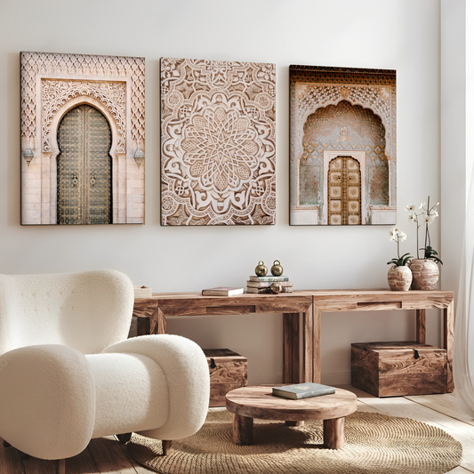 Morocco Wood Print Wall Art Set of 3