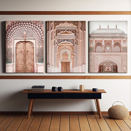 Jaipur City Wood Print Wall Art Set of 3