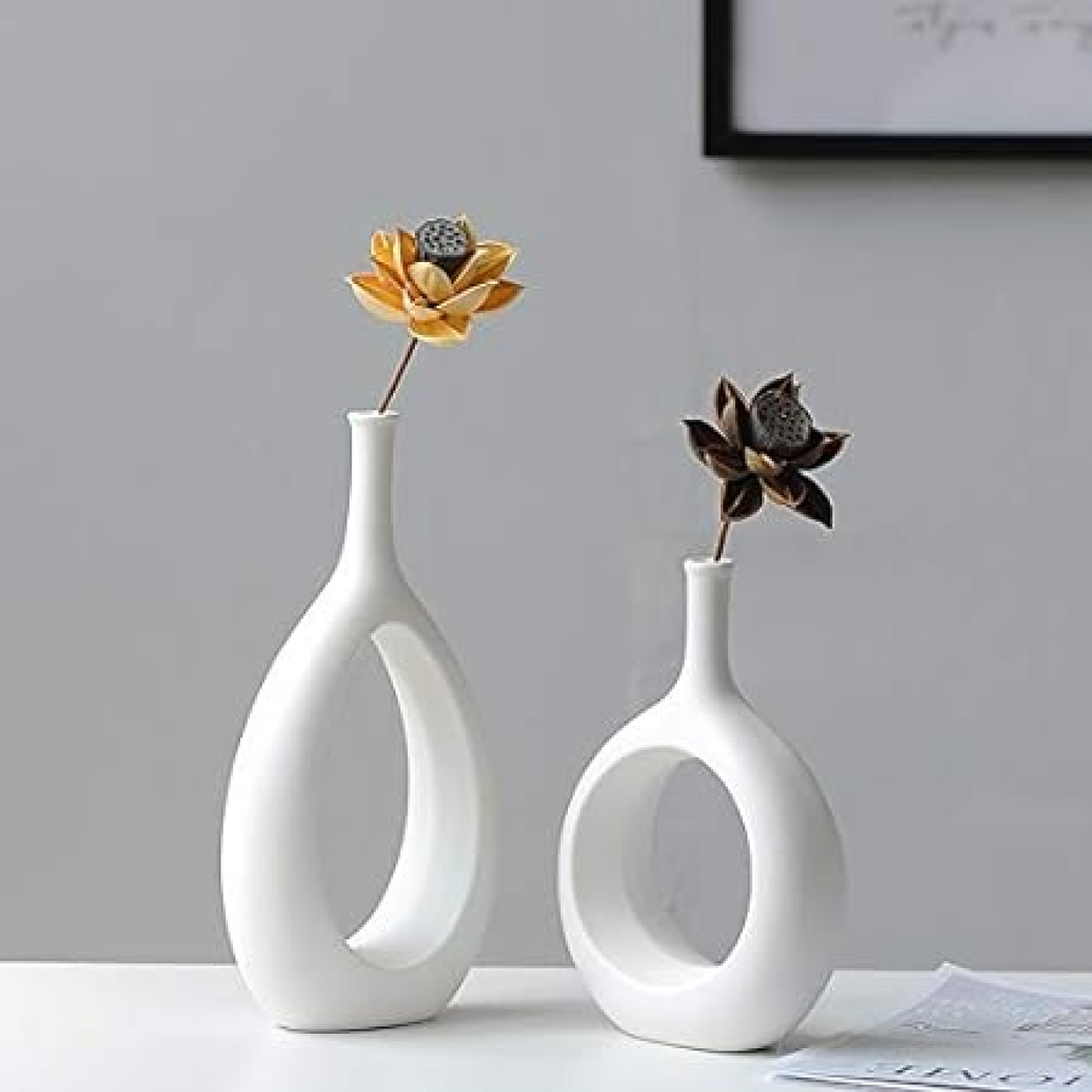 Hollow Ceramic Decorative Vase Set of 2