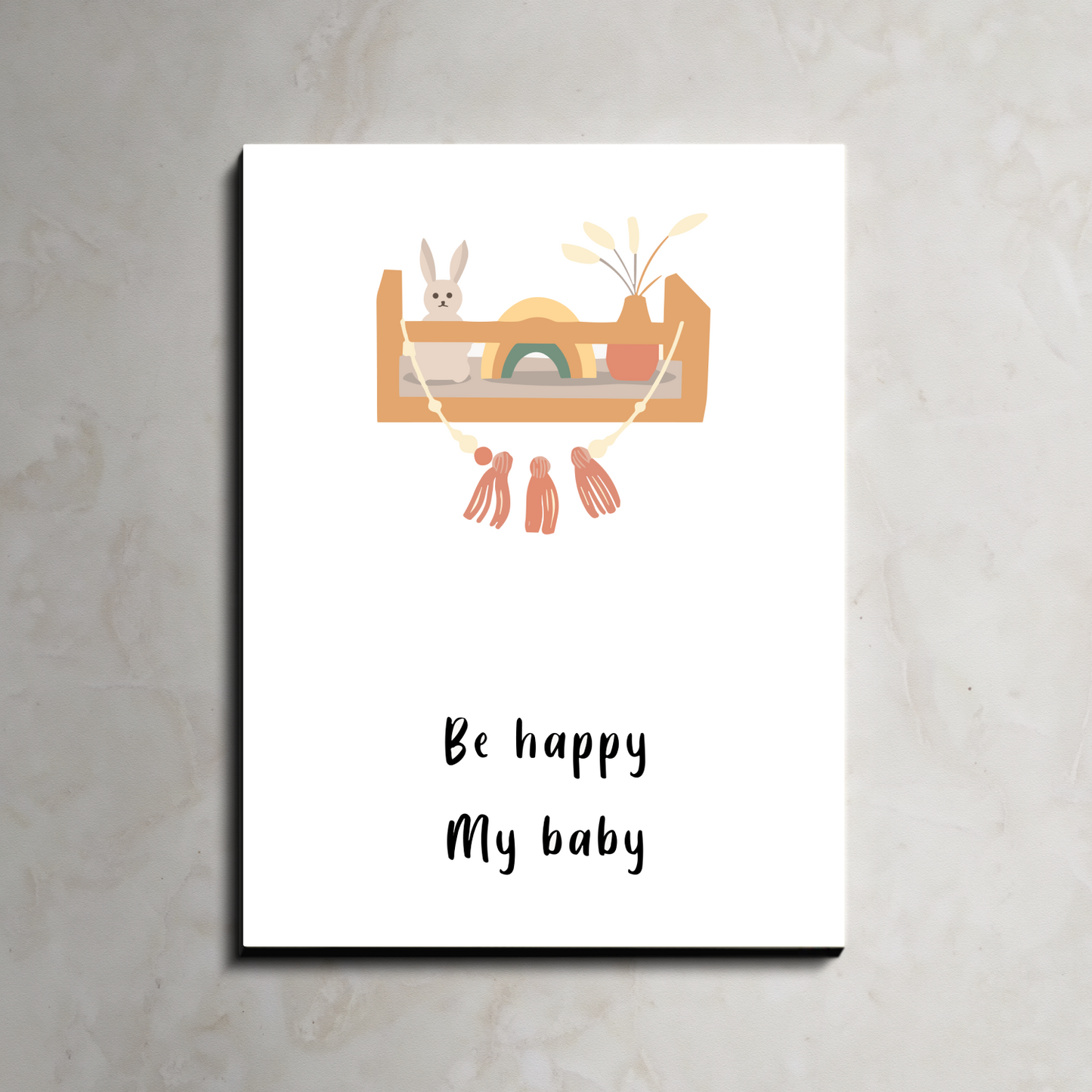 Be Happy My Baby Wood Print Wall Art
