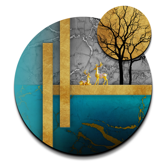Abstract Tree Round Wood Print Wall Art