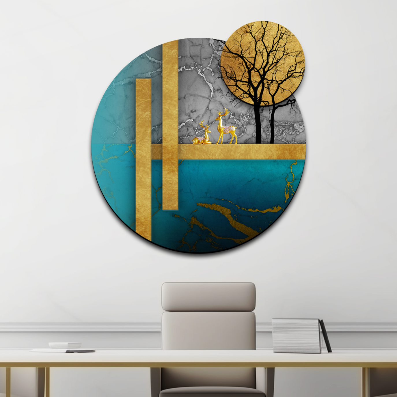 Abstract Tree Round Wood Print Wall Art