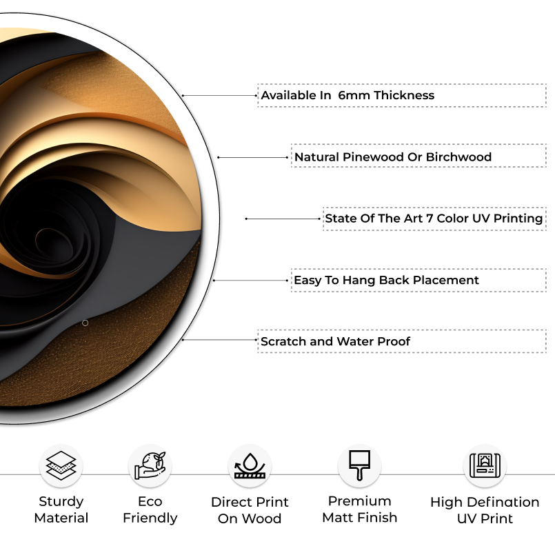 Abstract Swirl Wood Print Wall Art