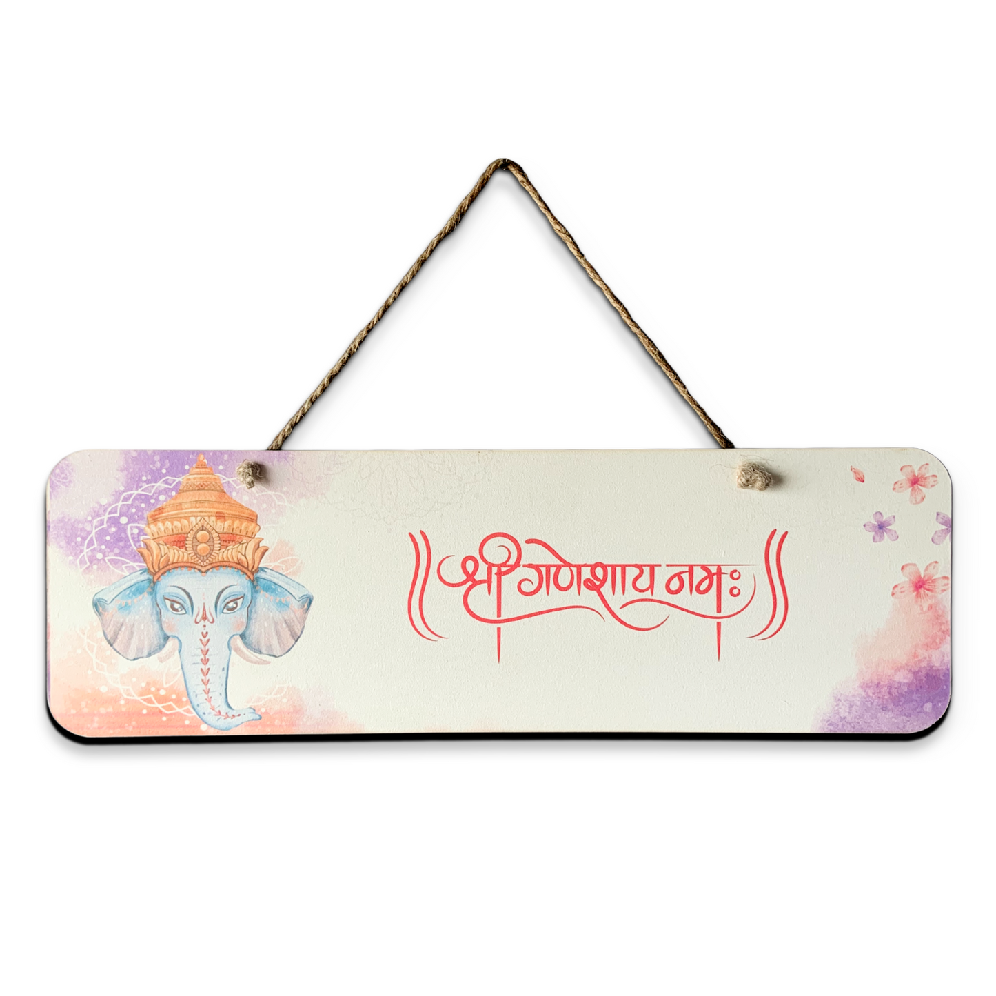 Shri Ganeshaya Namah Wood Print Colorful Wall or Door Hanging