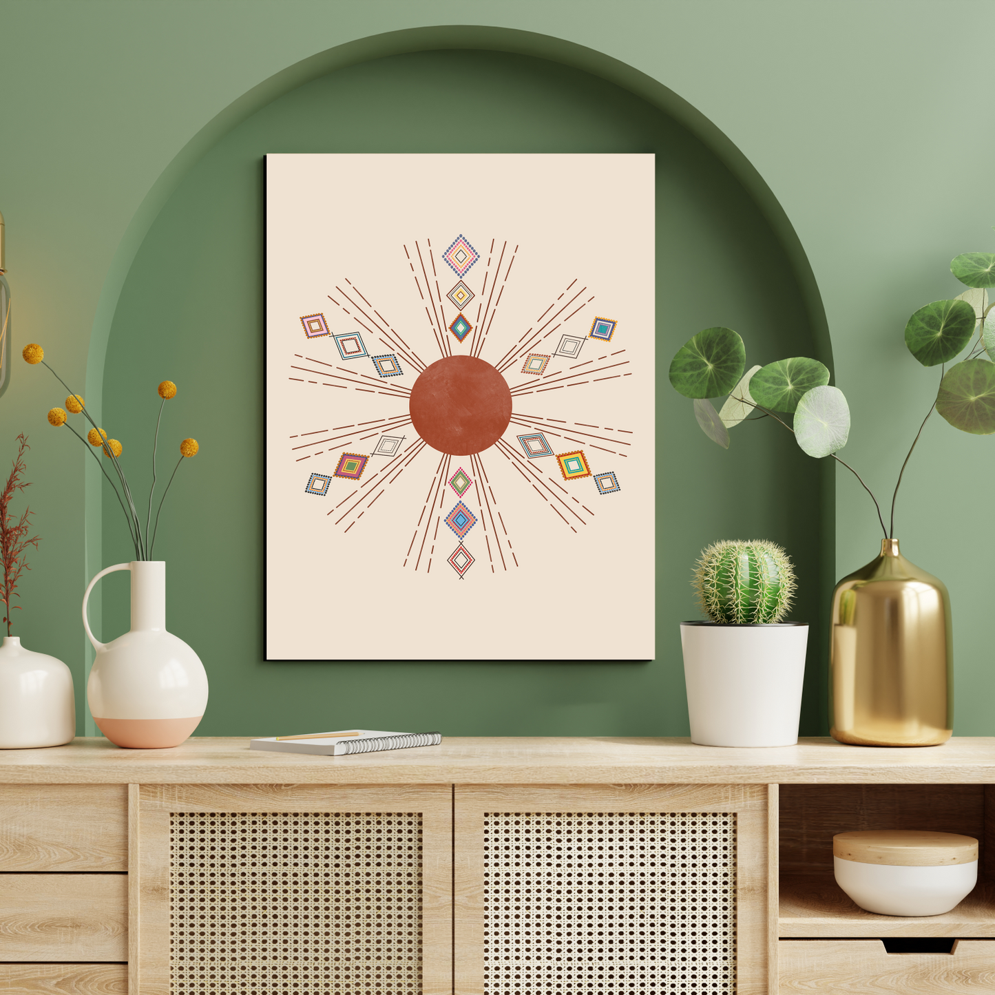 Geometric Boho Wood Print Wall Art