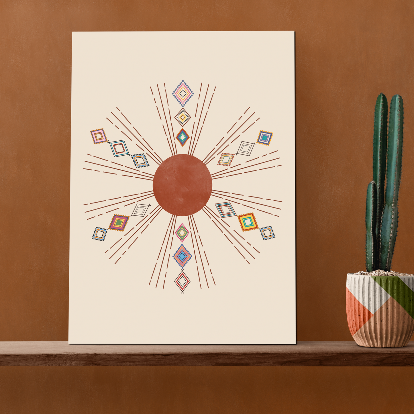 Geometric Boho Wood Print Wall Art