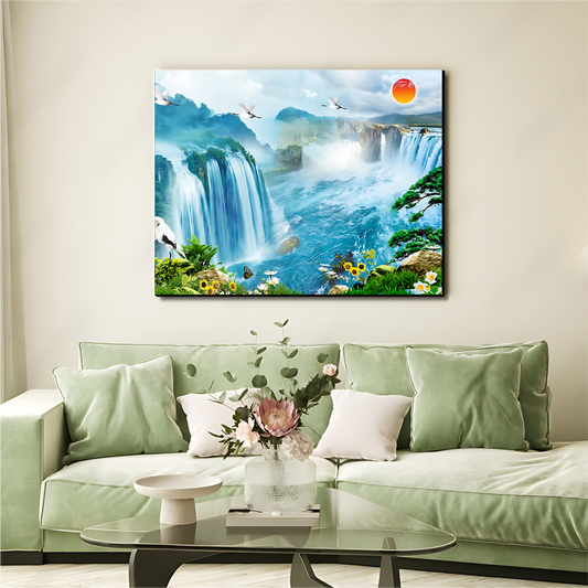 Marvelous Water Fall Good Luck Wall Art Luxury Painting