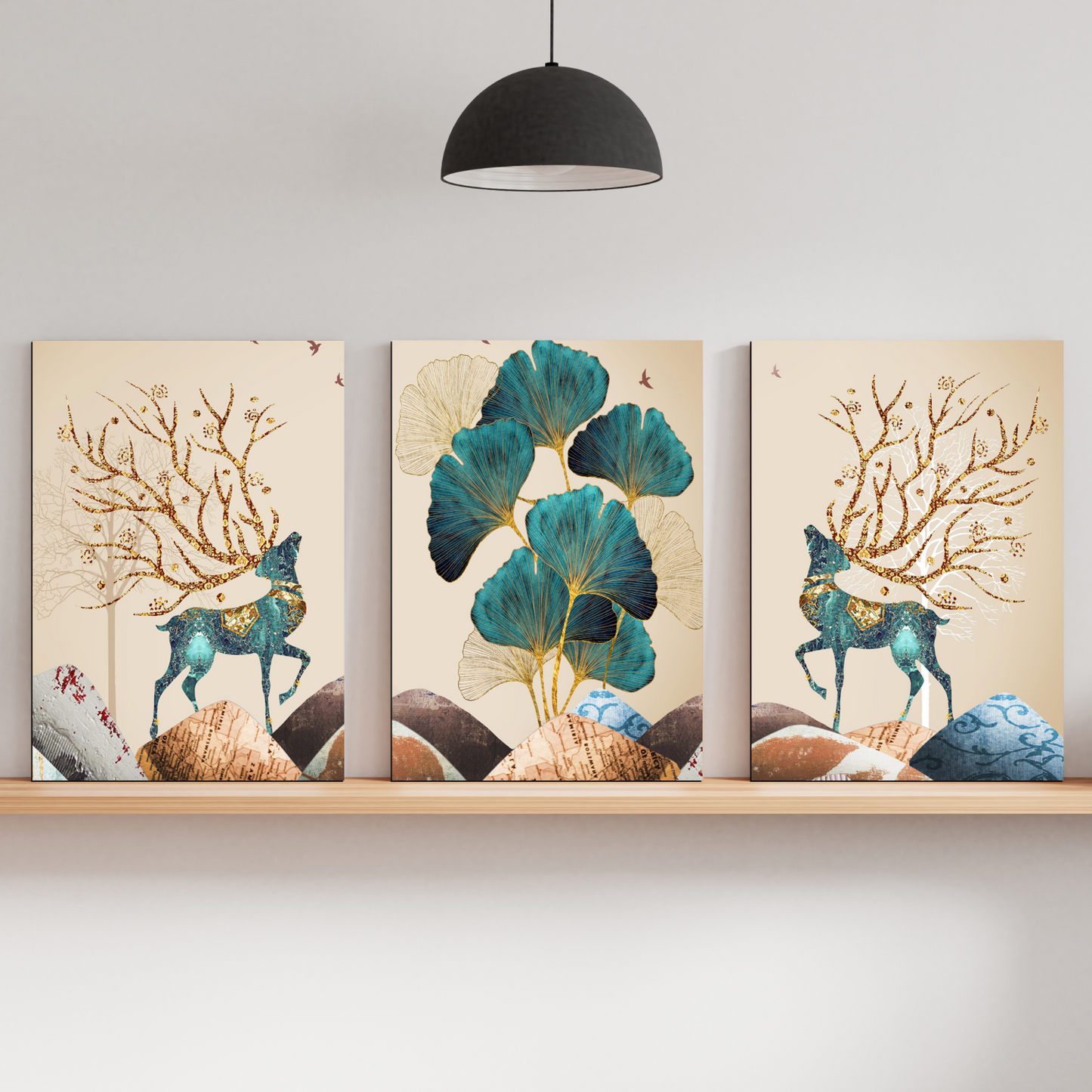 Nature Mural Wood Print Wall Art Set of 3