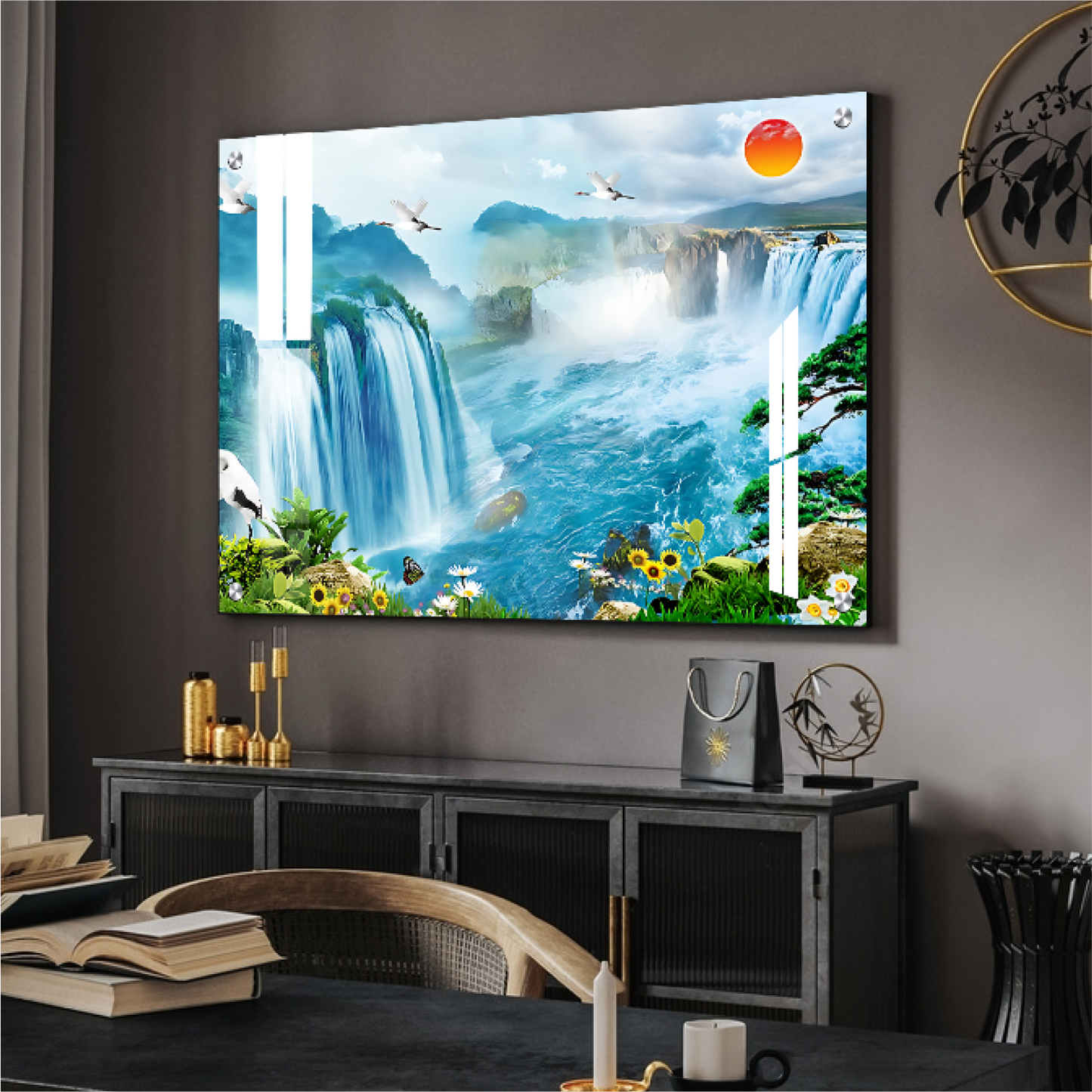 Marvelous Water Fall Good Luck Wall Art Luxury Painting