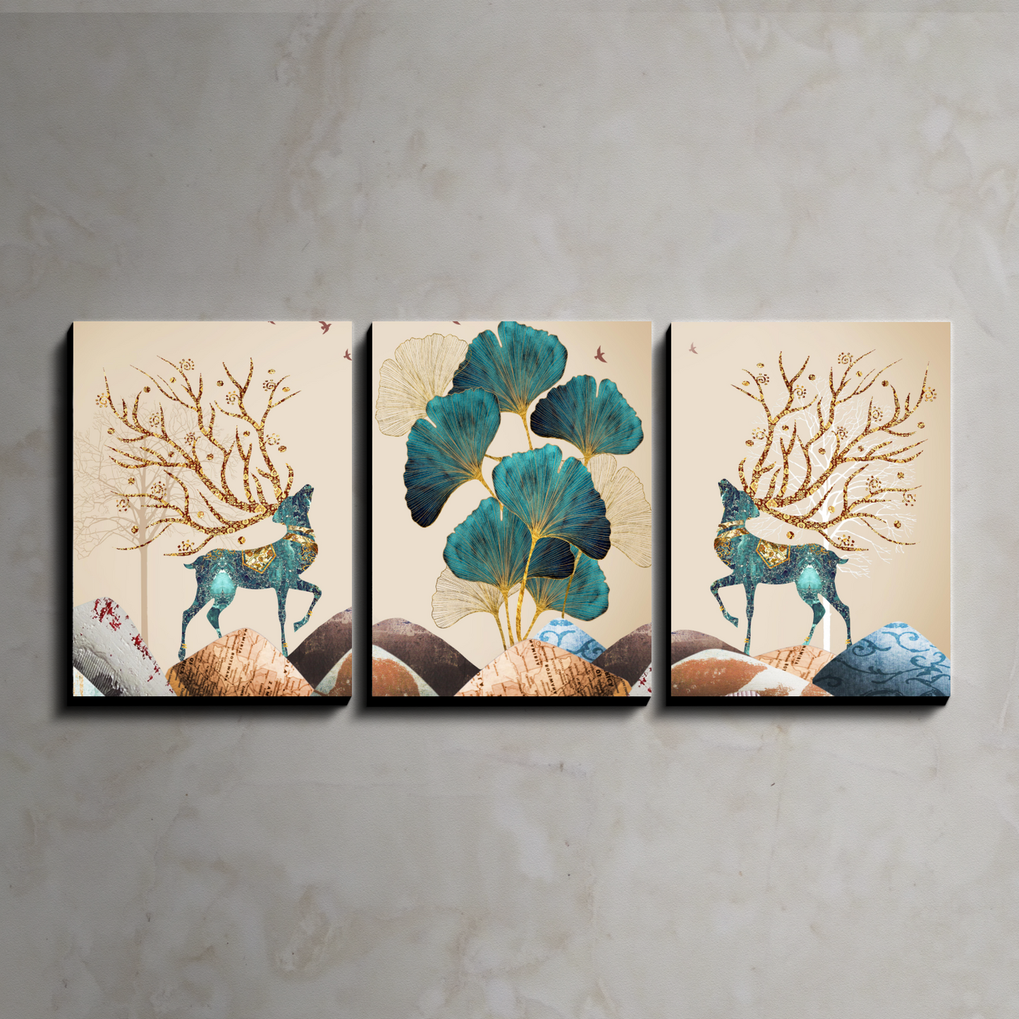 Nature Mural Wood Print Wall Art Set of 3