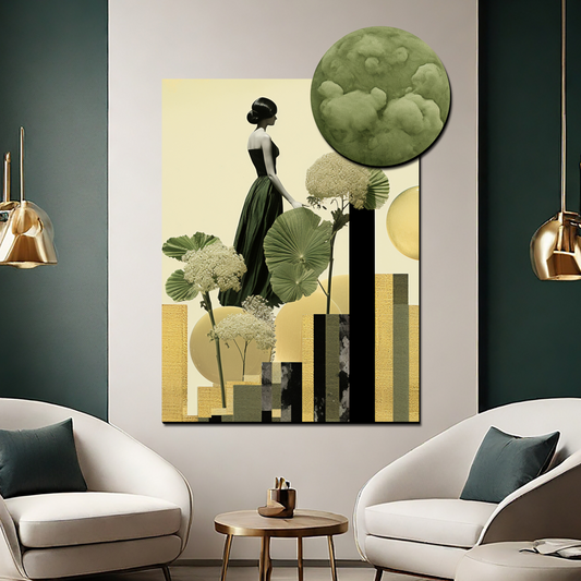 Abstract Lady Portrait Wood Print Art