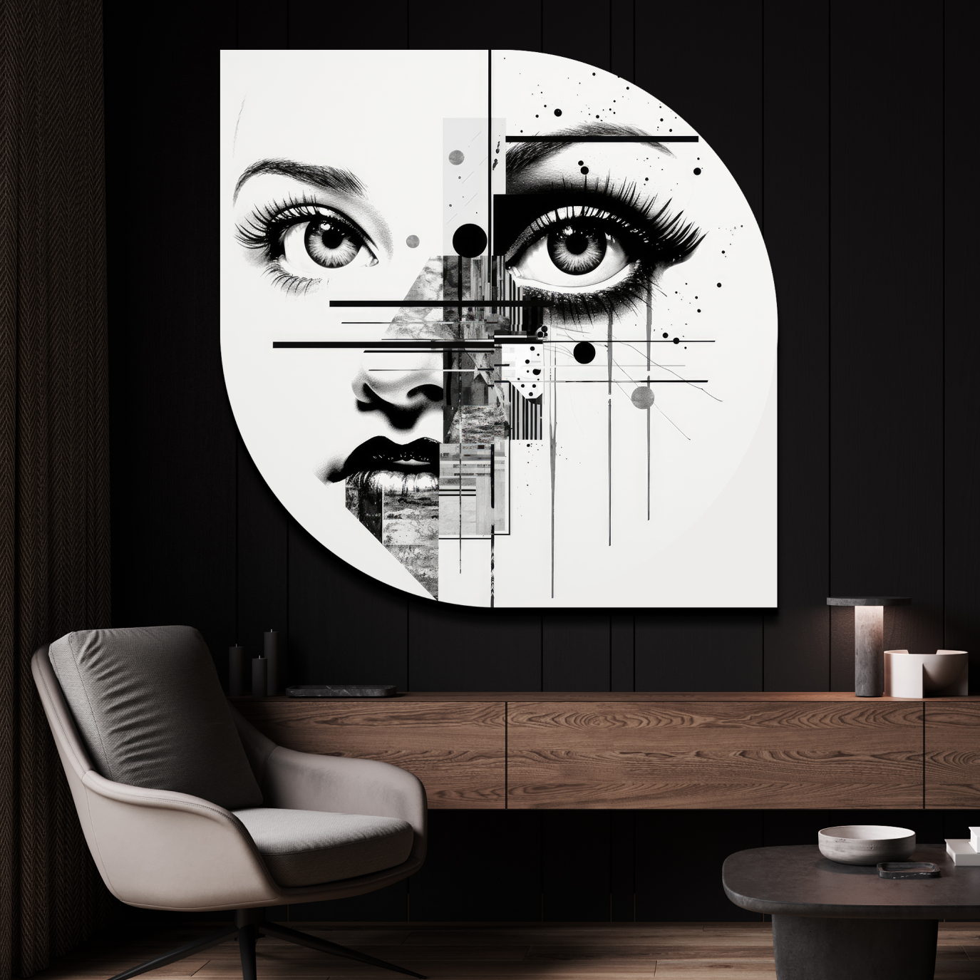 Abstract Face Wood Print Wall Art